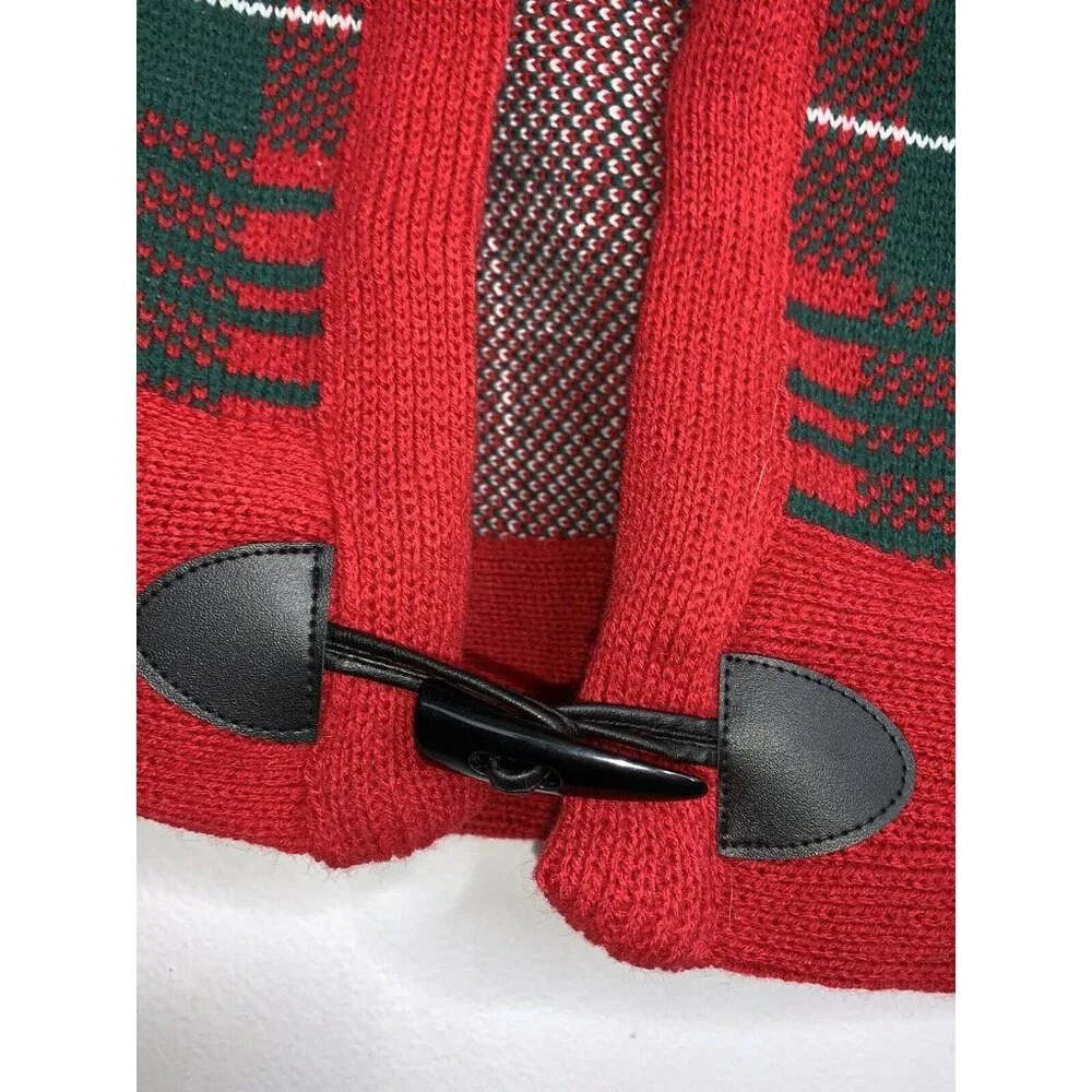 Pier 1 Green and Red Plaid Knit Christmas Tree Skirt 50